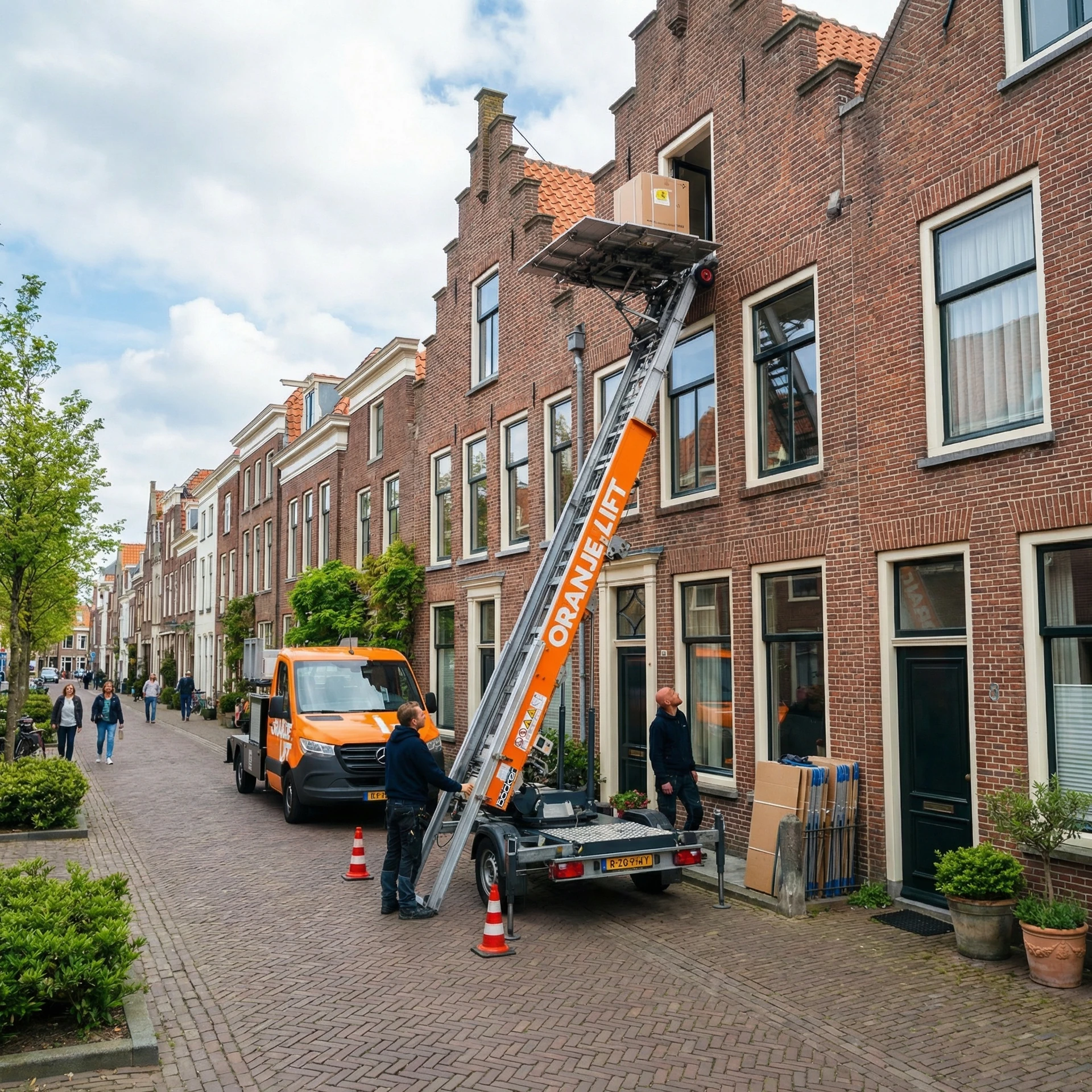 Aanhangerlift in gebruik bij woning in Waalwijk